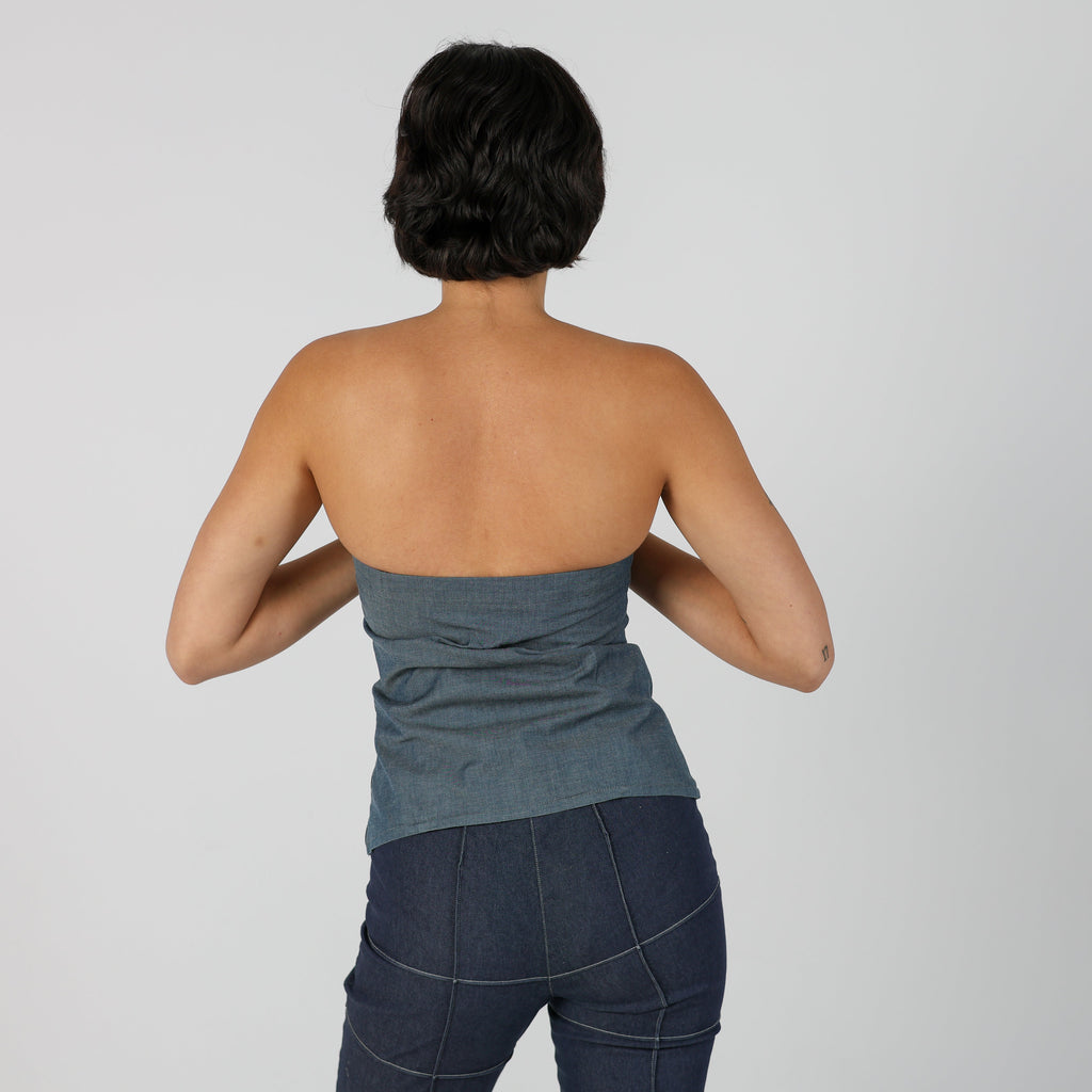 Blue Y2K Guess Woven Top Bandeau (S)