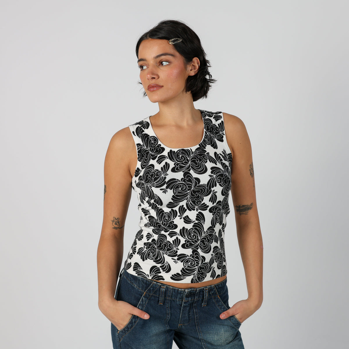 White Y2K Woven Vest (S)