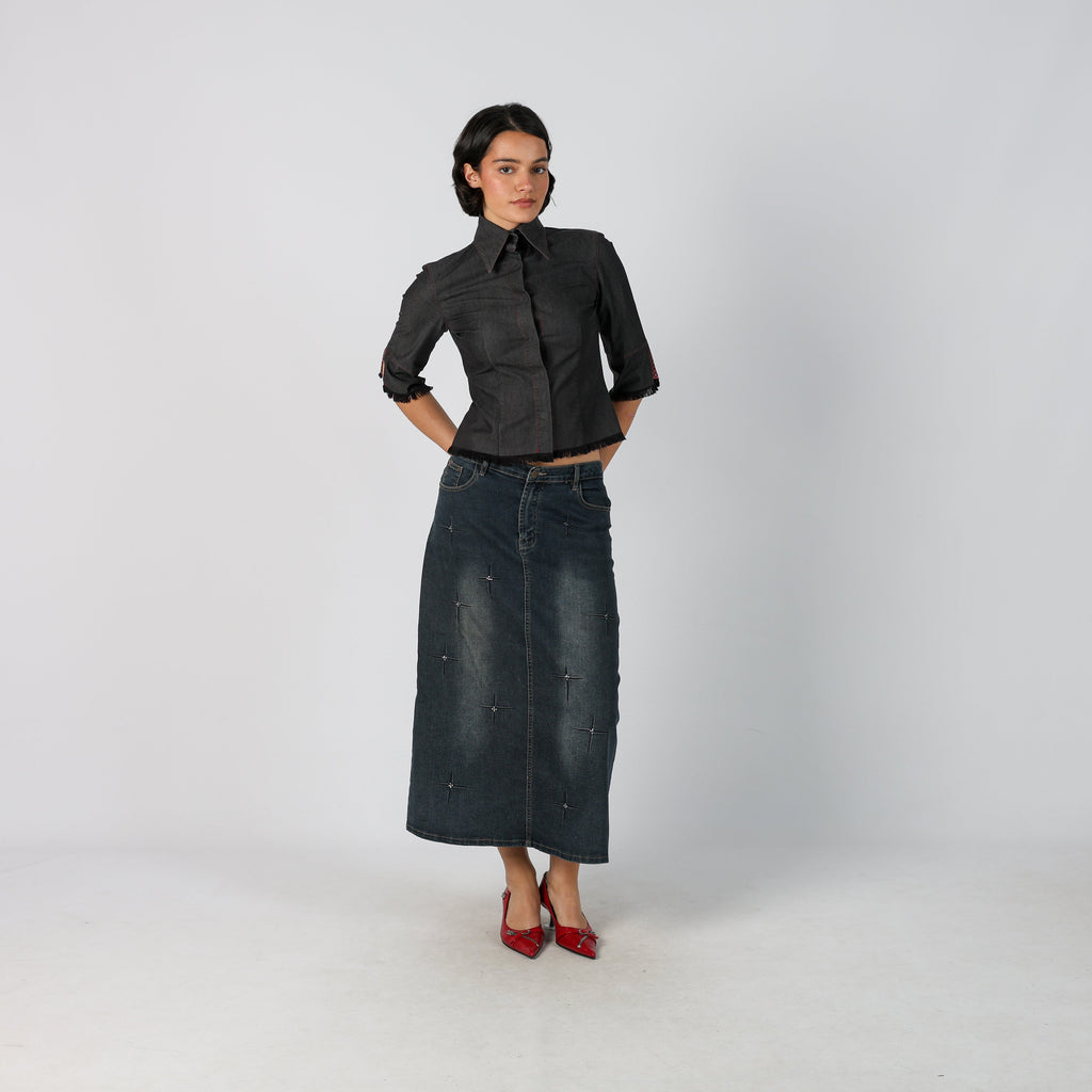 Blue Y2K Joyx Denim Maxi Skirt (S)