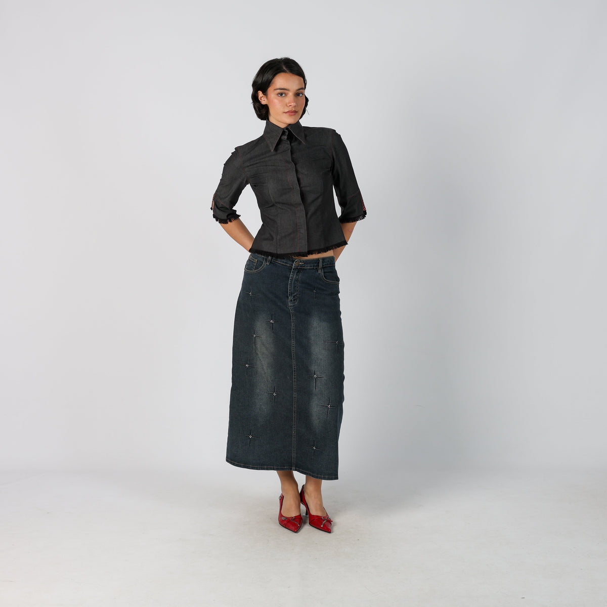 Blue Y2K Joyx Denim Maxi Skirt (S)