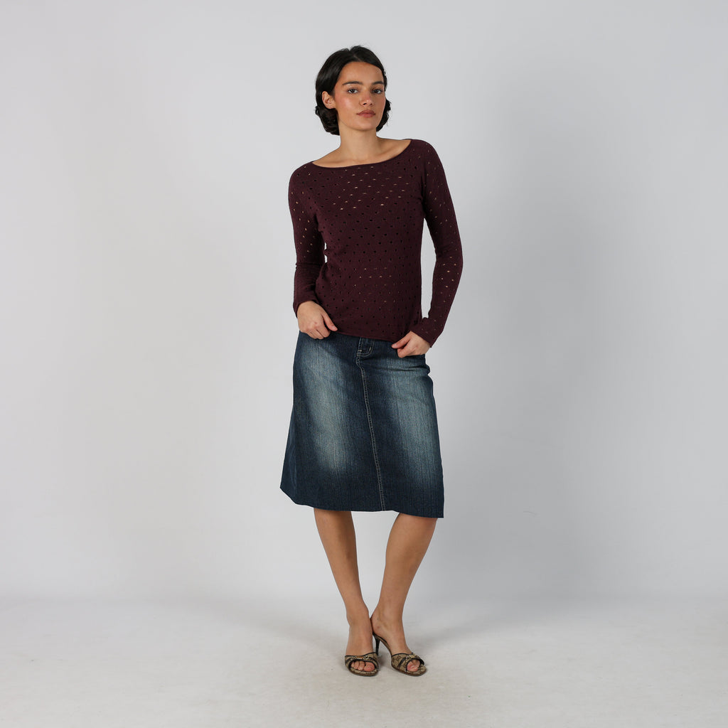 Blue Y2K XFN Denim Midi Skirt (S)