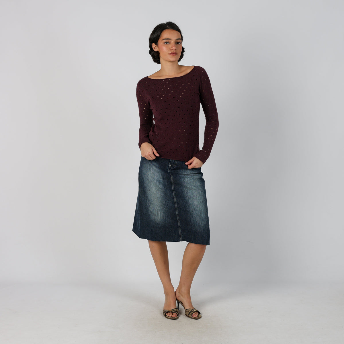 Blue Y2K XFN Denim Midi Skirt (S)