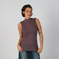 Purple Y2K Made in Italy Woven Top (S)