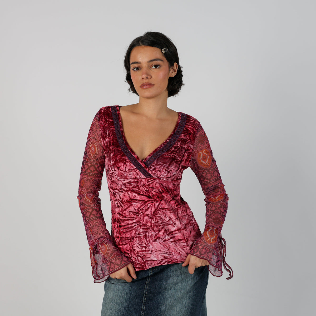 Pink Y2K Tally Weijl Long Sleeve Top (M)