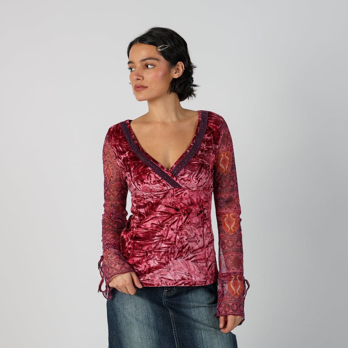 Pink Y2K Tally Weijl Long Sleeve Top (M)
