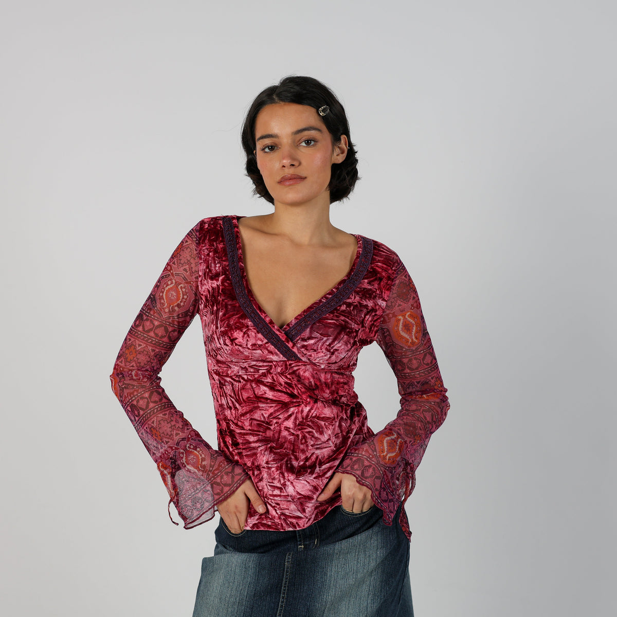 Pink Y2K Tally Weijl Long Sleeve Top (M)