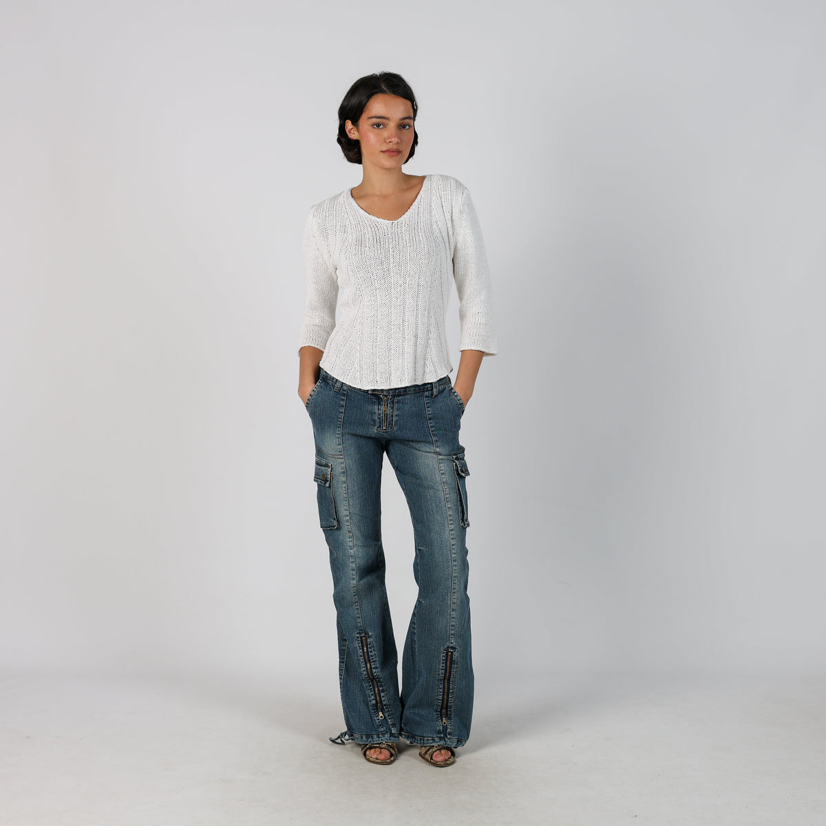 Blue Y2K Flare Jeans (S)