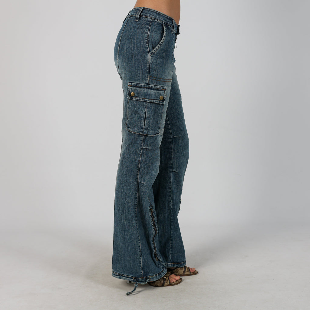 Blue Y2K Flare Jeans (S)
