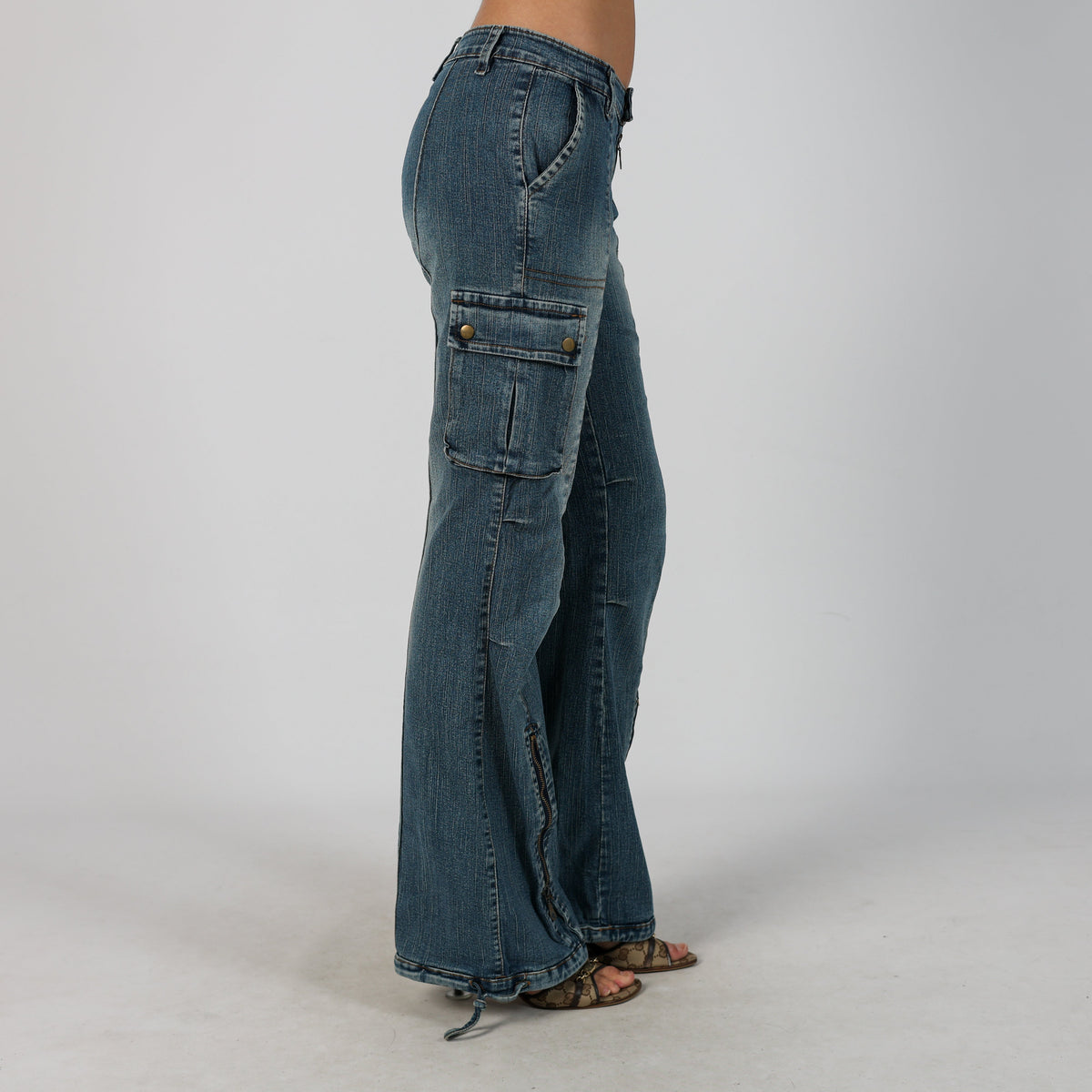 Blue Y2K Flare Jeans (S)