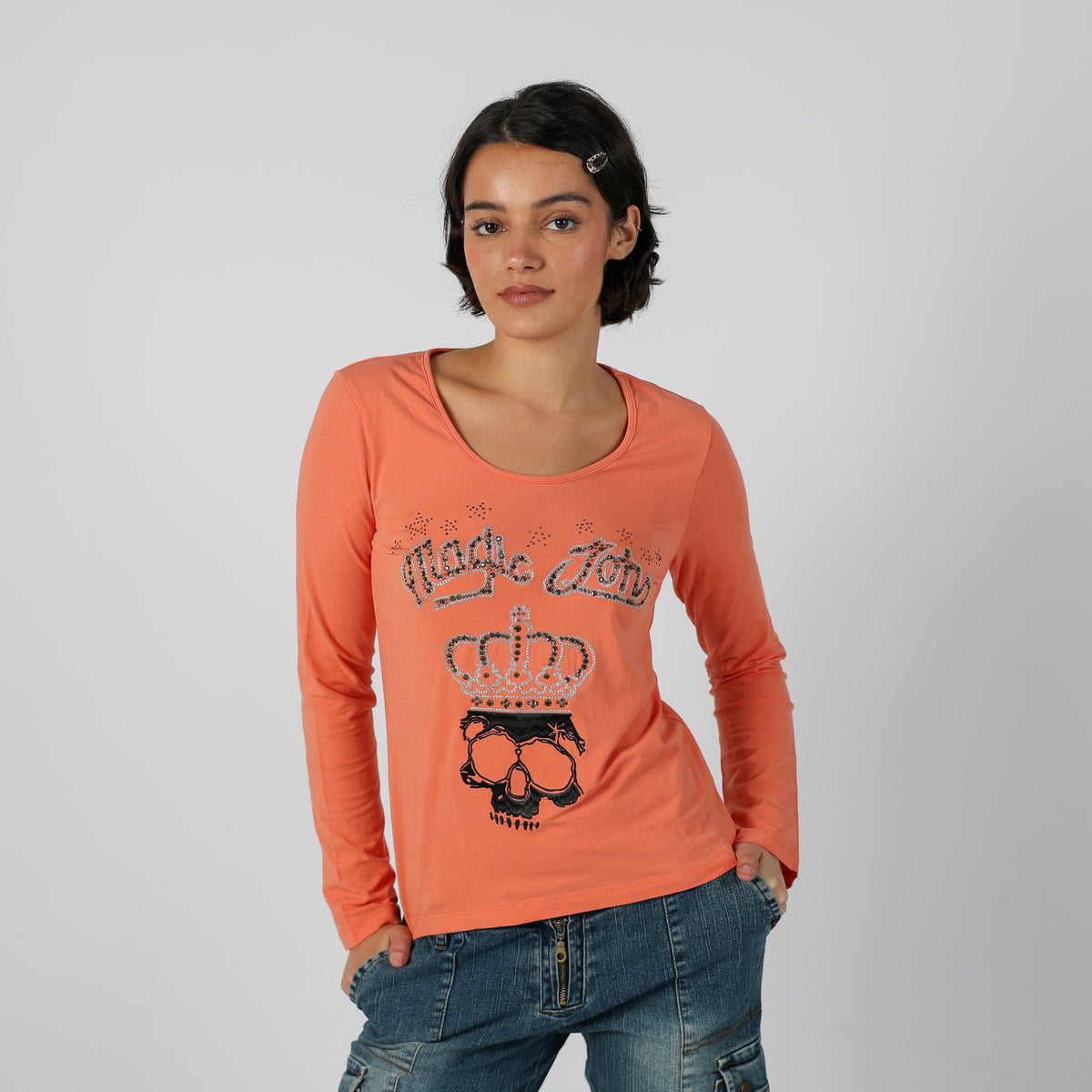 Peach Y2K Long Sleeve Top (M)