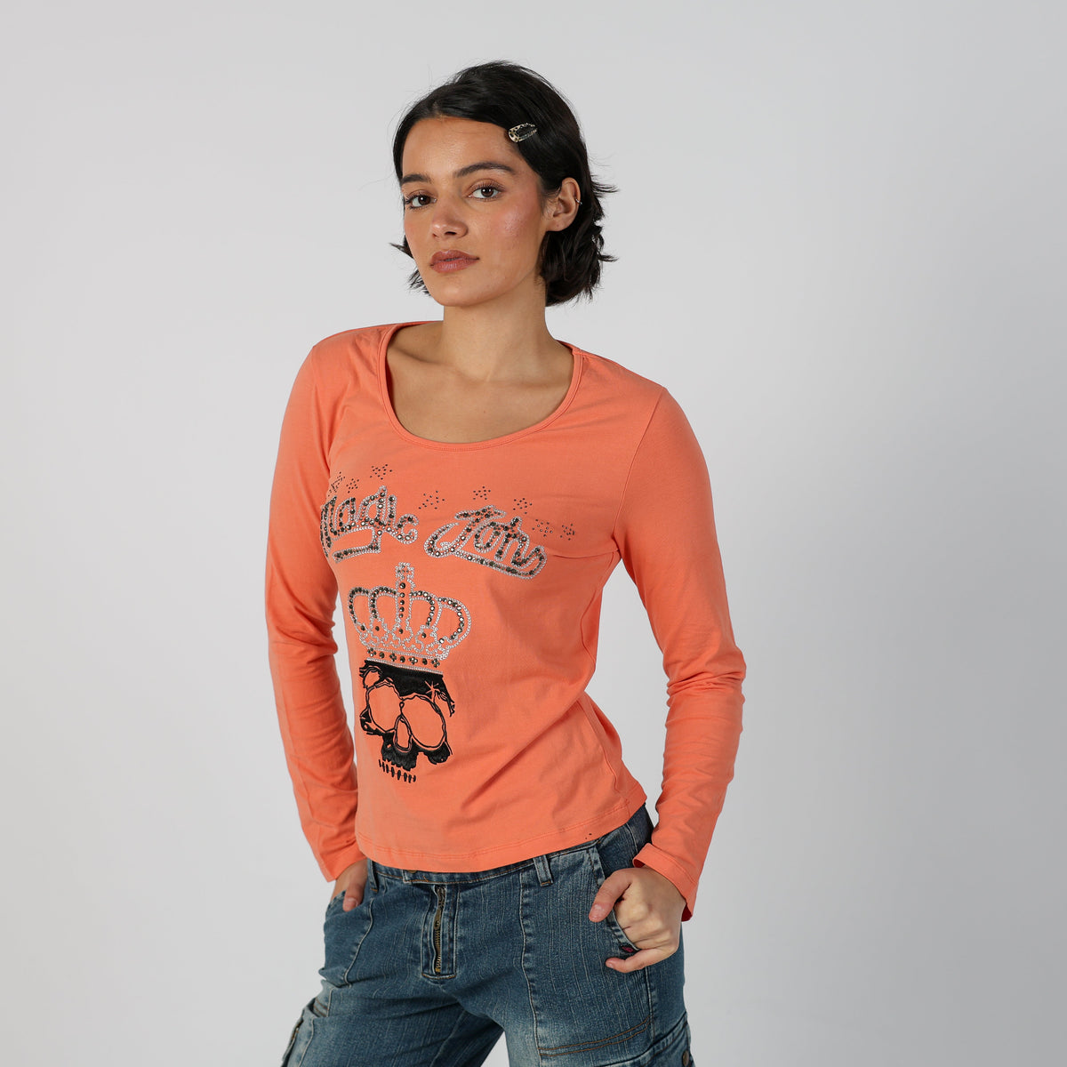 Peach Y2K Long Sleeve Top (M)