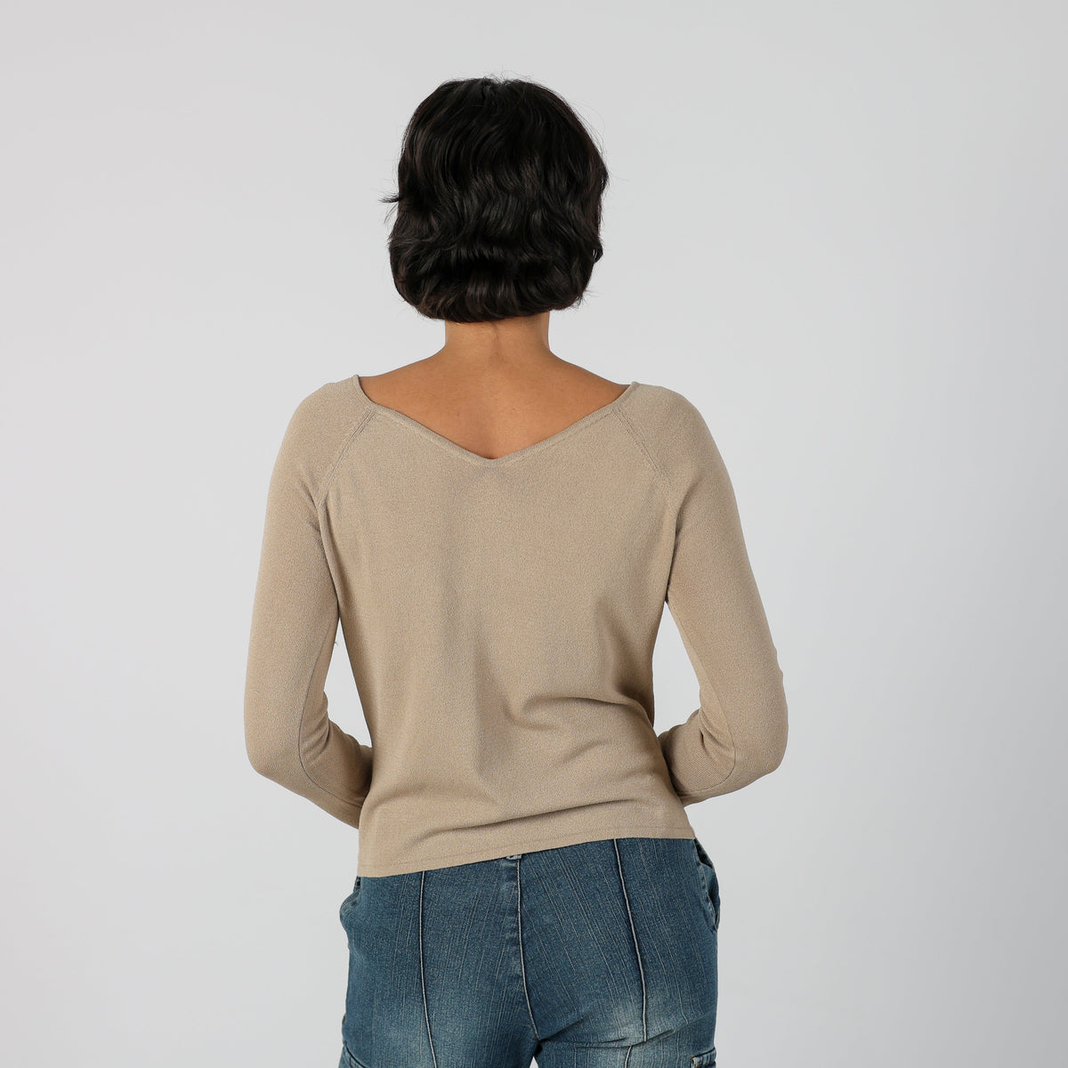 Beige Y2K Long Sleeve Top (S)