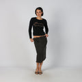 Charcoal Grey Y2K Made in Italy Denim Maxi Skirt (M)