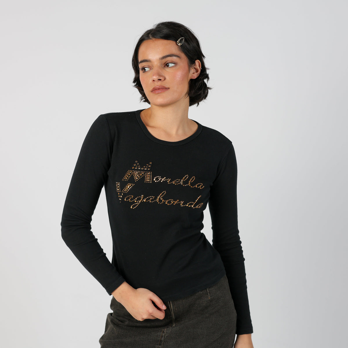 Black Y2K Monella Vagabonda Long Sleeve Top (S)
