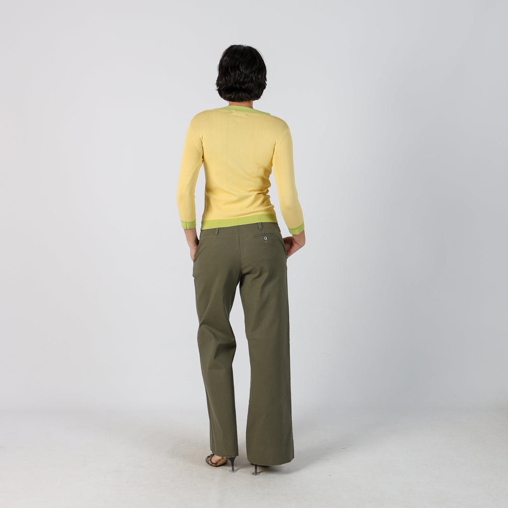 Khaki Green Y2K Made in Italy Casual Trousers (M)