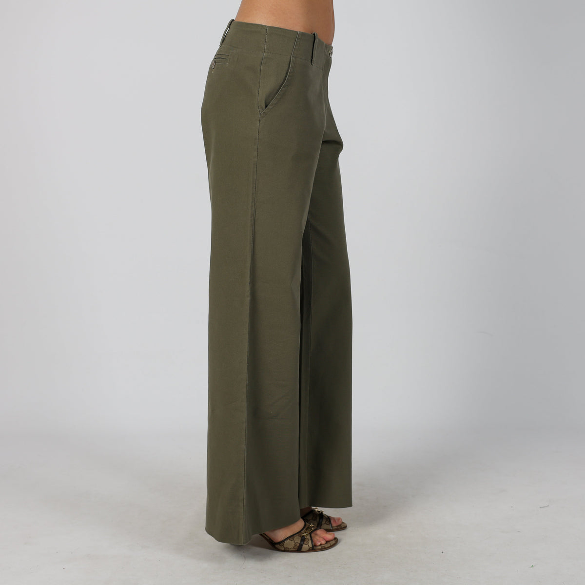 Khaki Green Y2K Made in Italy Casual Trousers (M)