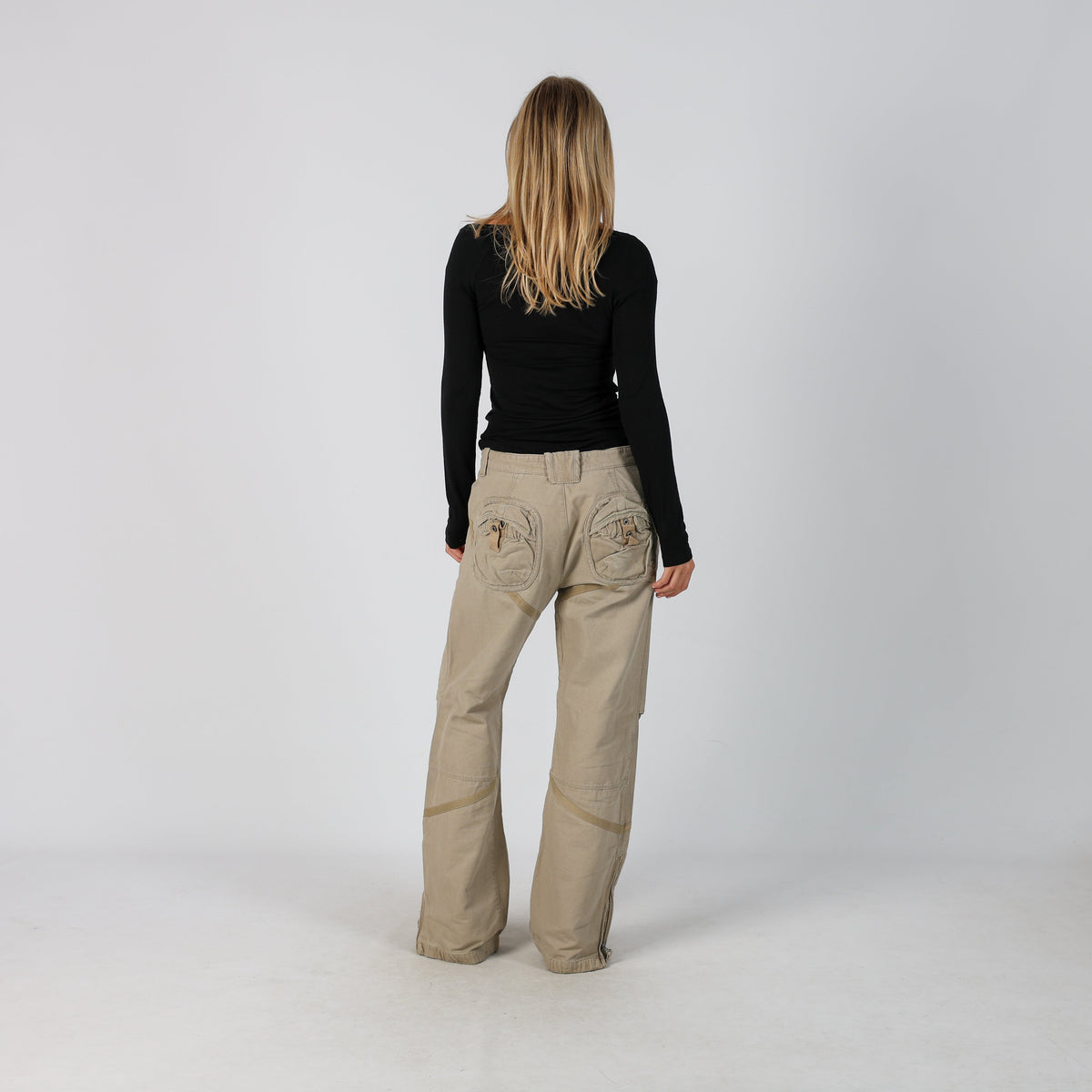 Beige Y2K Cargo Pants (L)