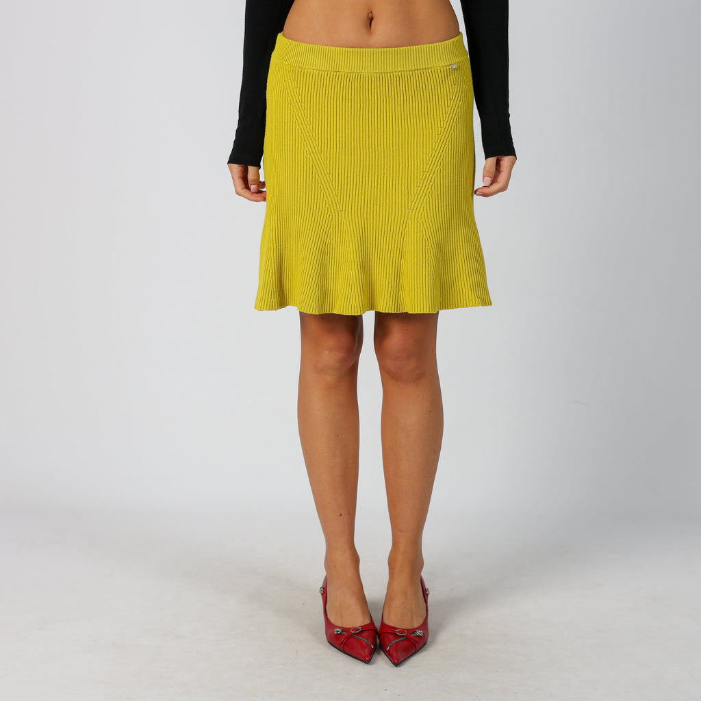 Yellow Y2K Gaudi Woven Mini Skirt (XS)