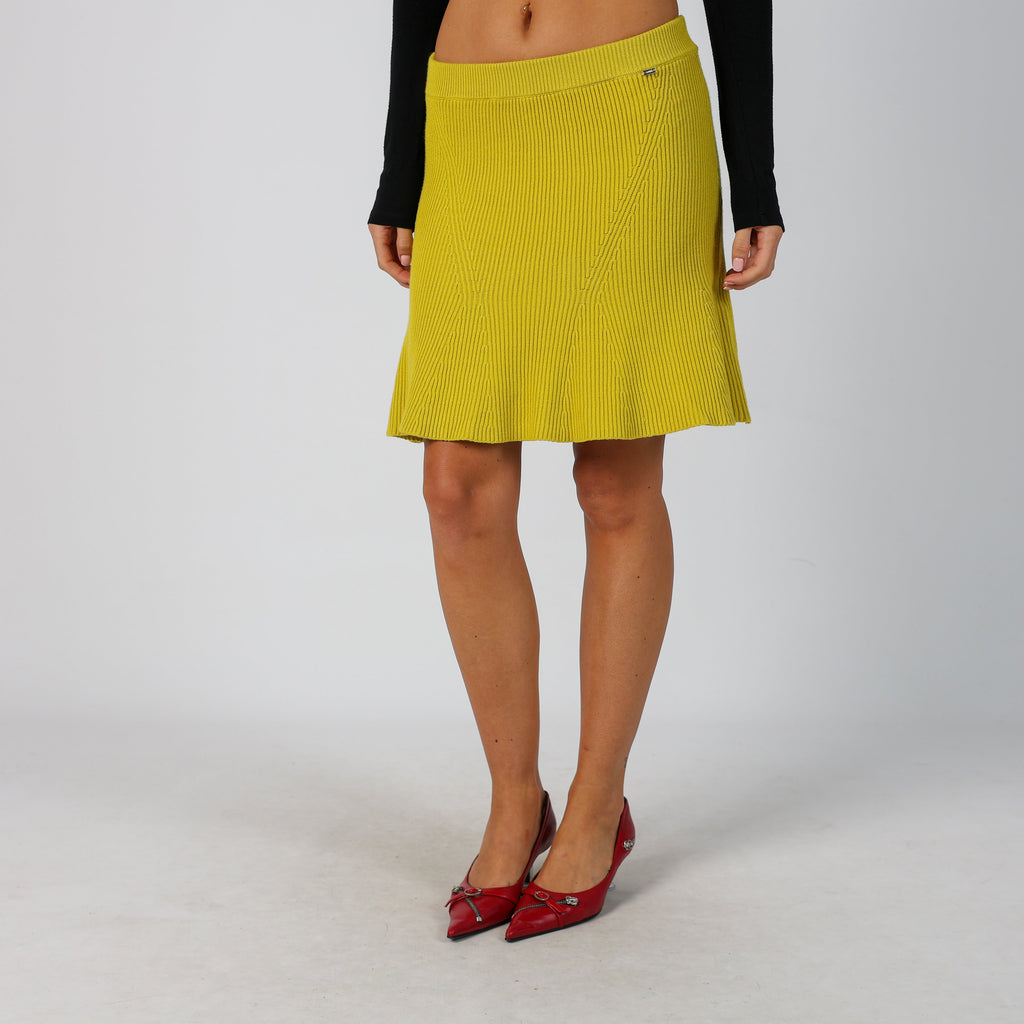 Yellow Y2K Gaudi Woven Mini Skirt (XS)