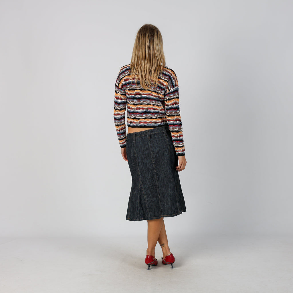 Blue Y2K Denim Midi Skirt (M)