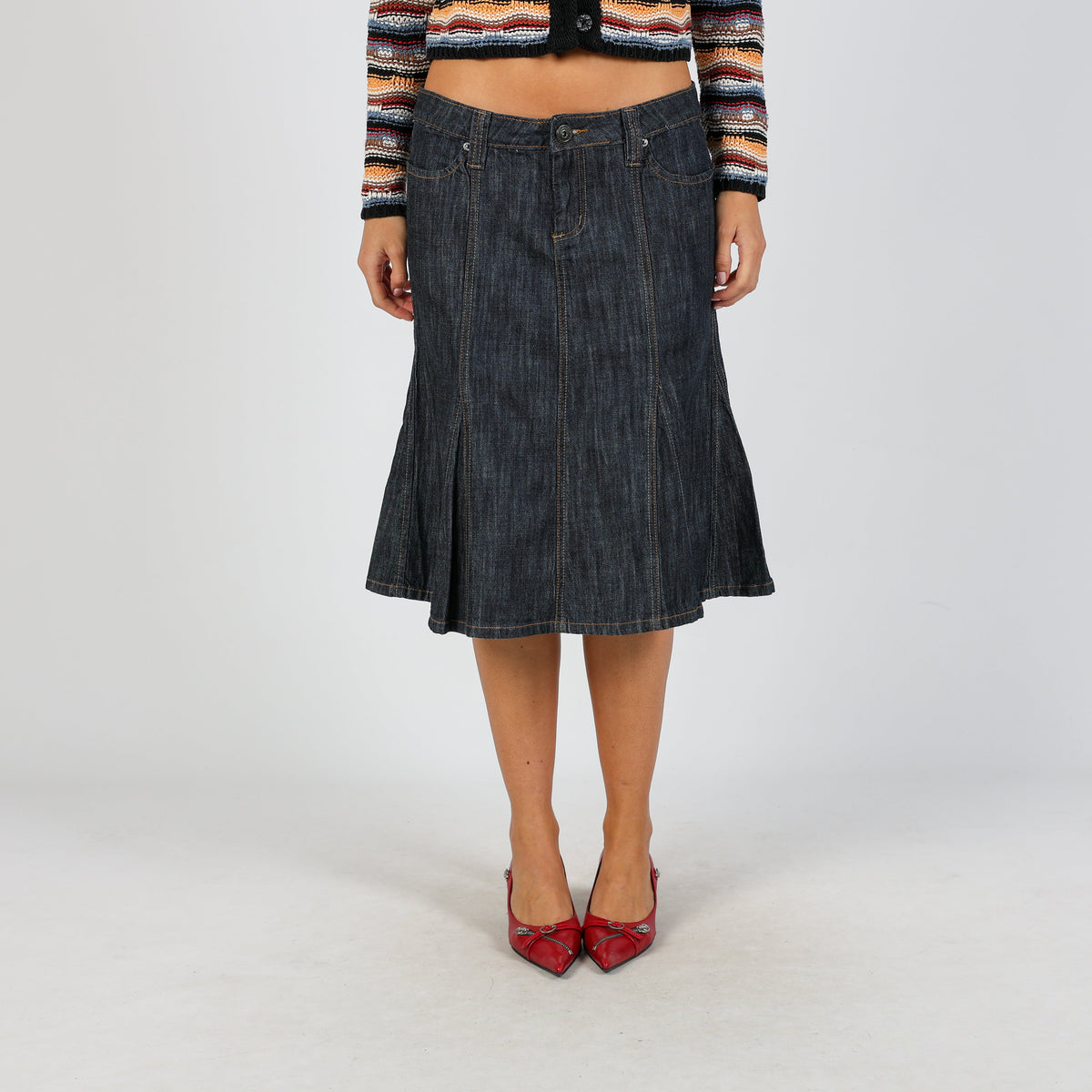 Blue Y2K Denim Midi Skirt (M)