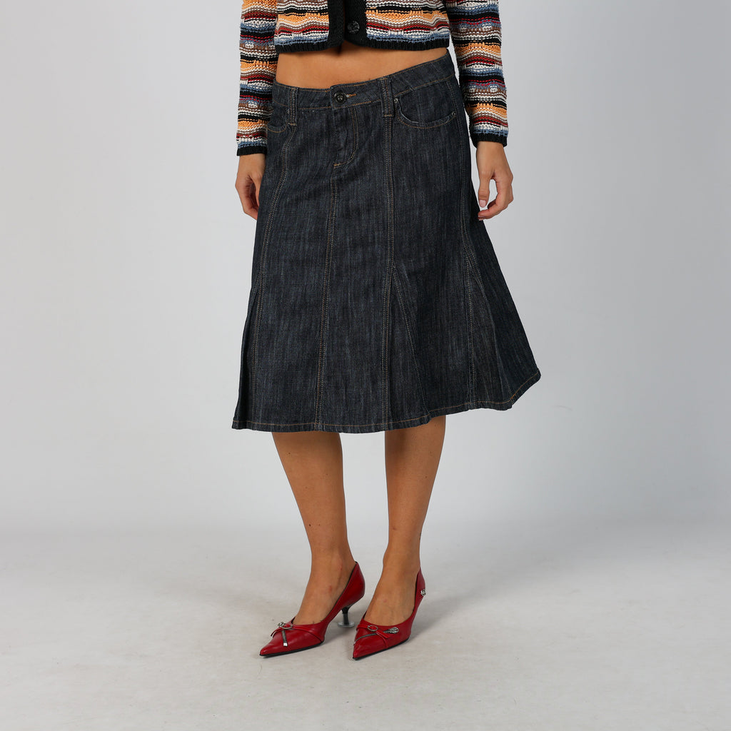 Blue Y2K Denim Midi Skirt (M)