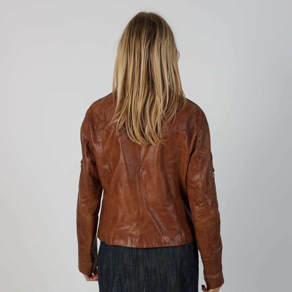 Brown Y2K Made in Italy Leather Jacket (L)