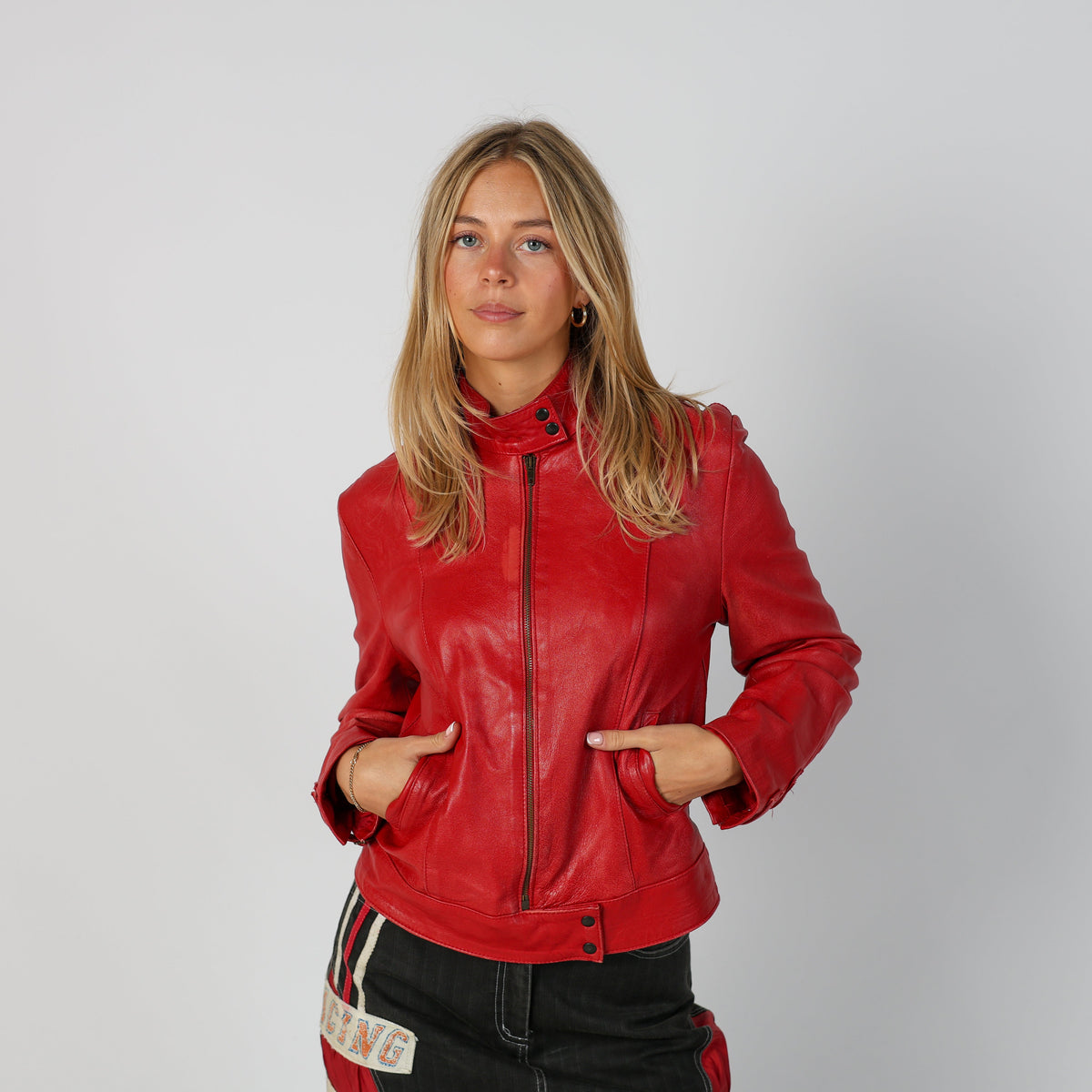 Red Y2K Made in Italy Leather Jacket (S)