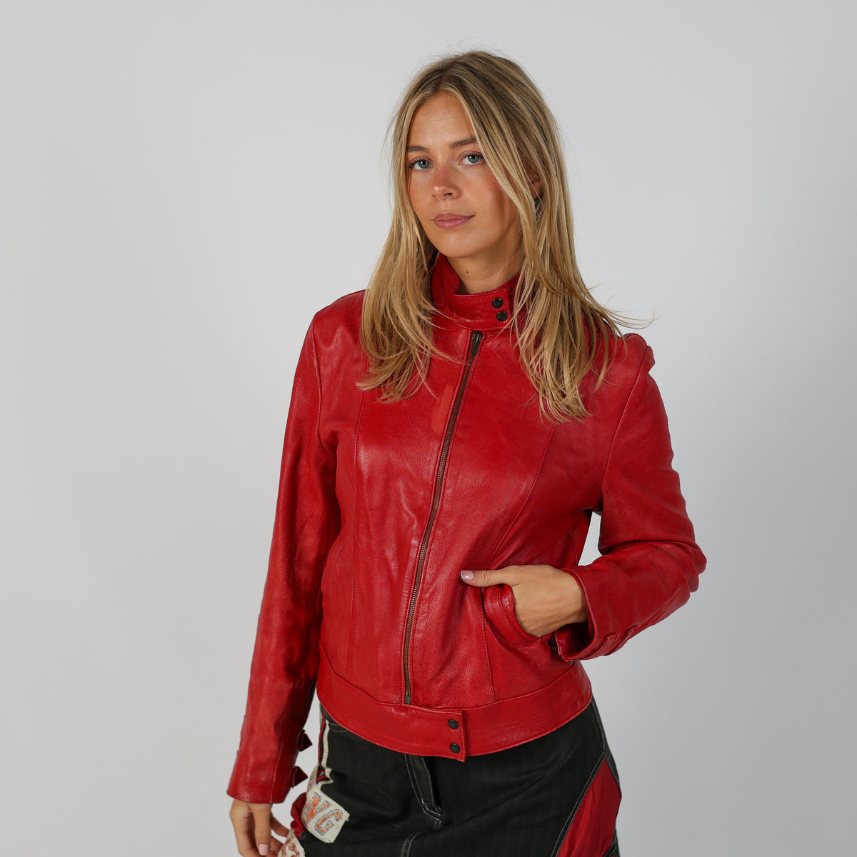 Red Y2K Made in Italy Leather Jacket (S)