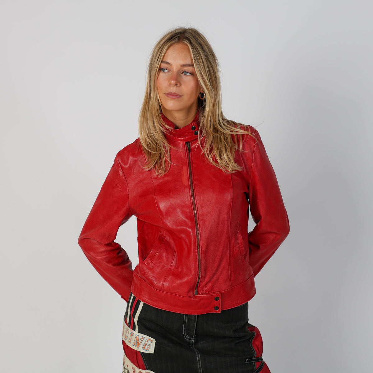 Red Y2K Made in Italy Leather Jacket (S)