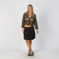 Black Y2K Made in Italy Woven Mini Skirt (M)