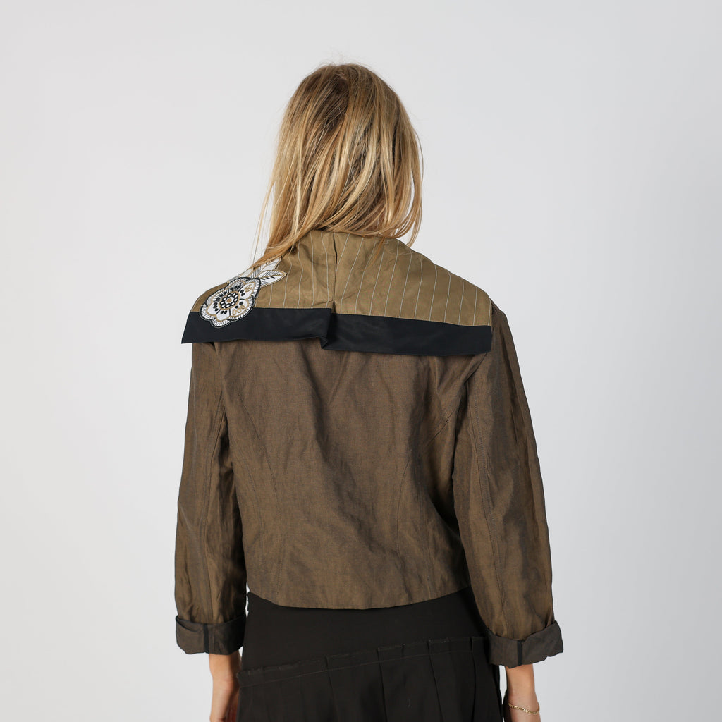 Khaki Green Y2K Woven Top (M)