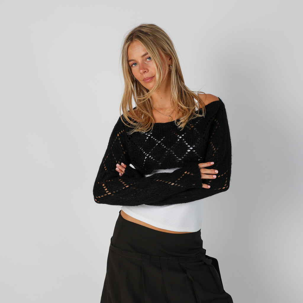 Black Y2K Knitted Jumper (S)