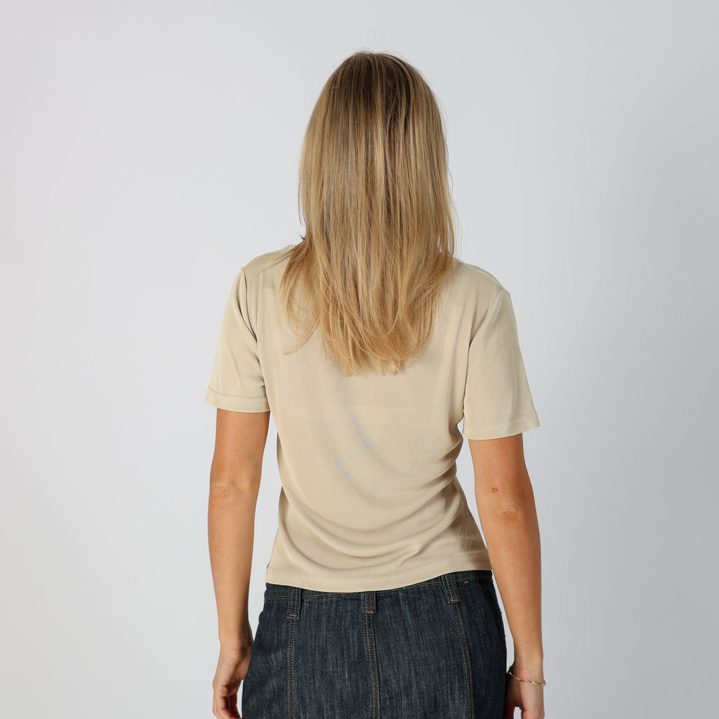 Beige Y2K Made in Italy Woven Top (S)