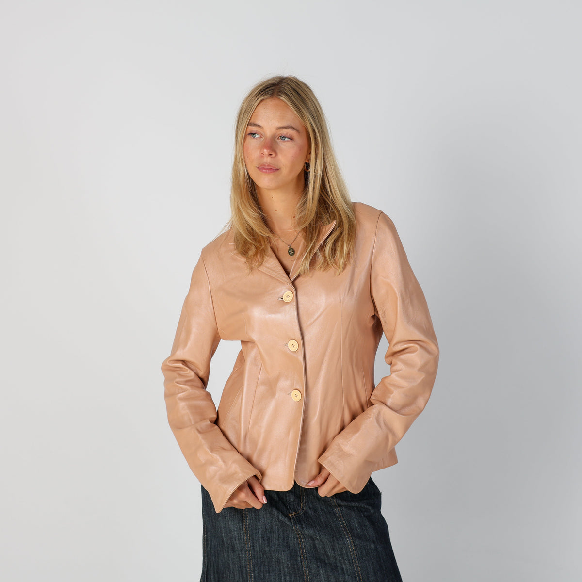 Baby Pink Y2K Made in Italy Leather Jacket (S)
