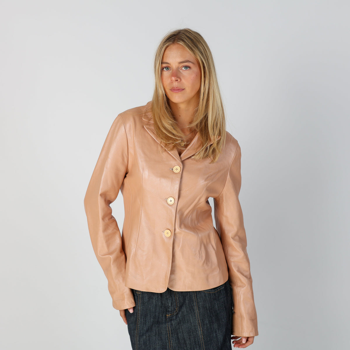 Baby Pink Y2K Made in Italy Leather Jacket (S)