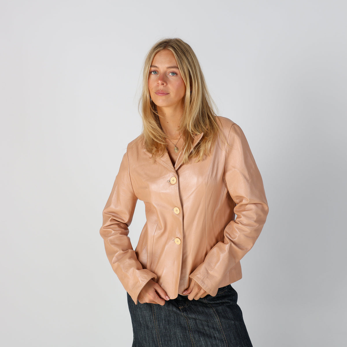 Baby Pink Y2K Made in Italy Leather Jacket (S)