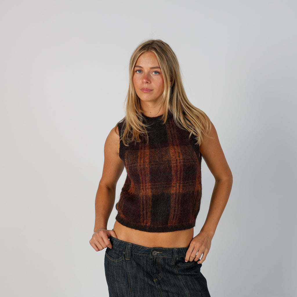 Brown Y2K Stefanel Woven Vest (S)