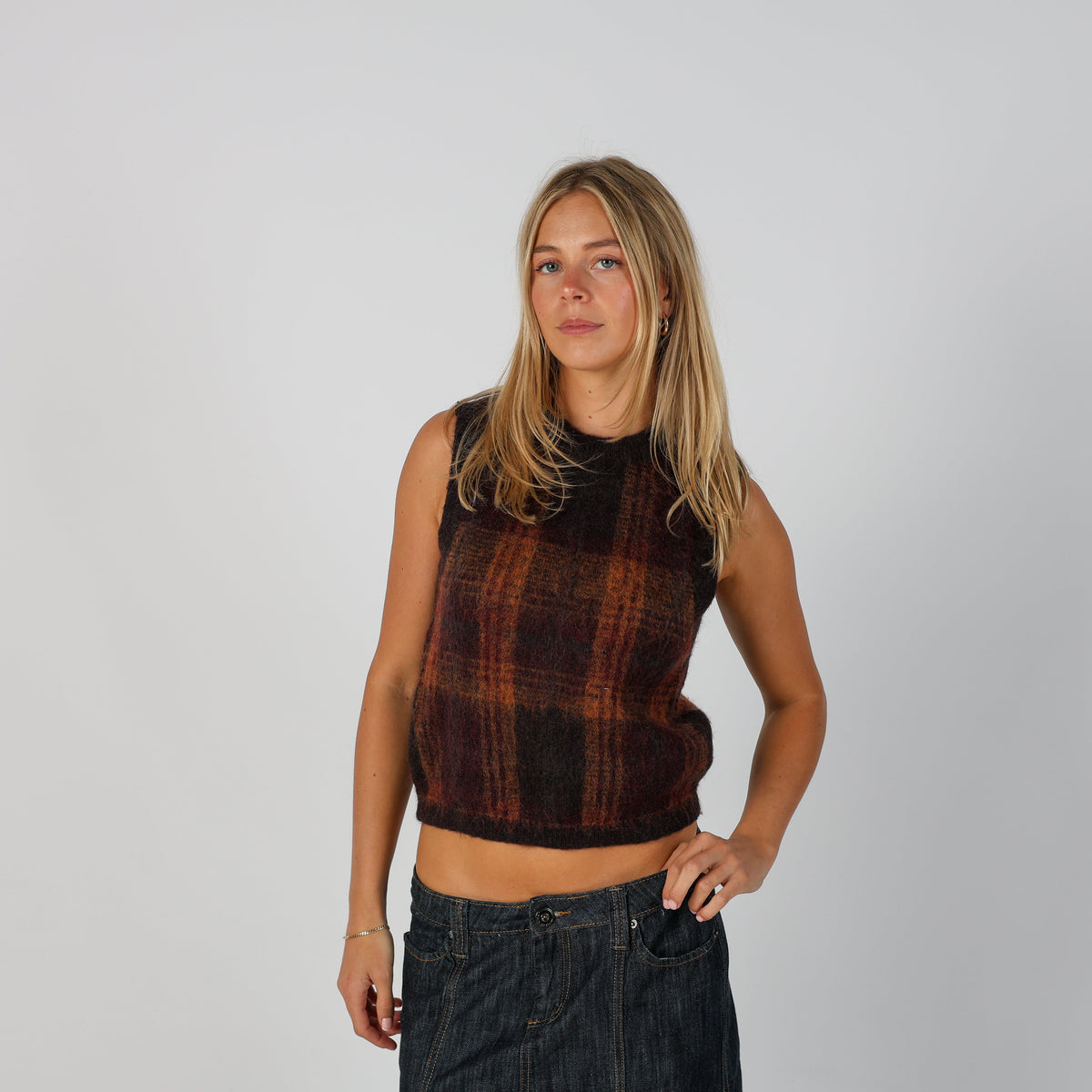 Brown Y2K Stefanel Woven Vest (S)