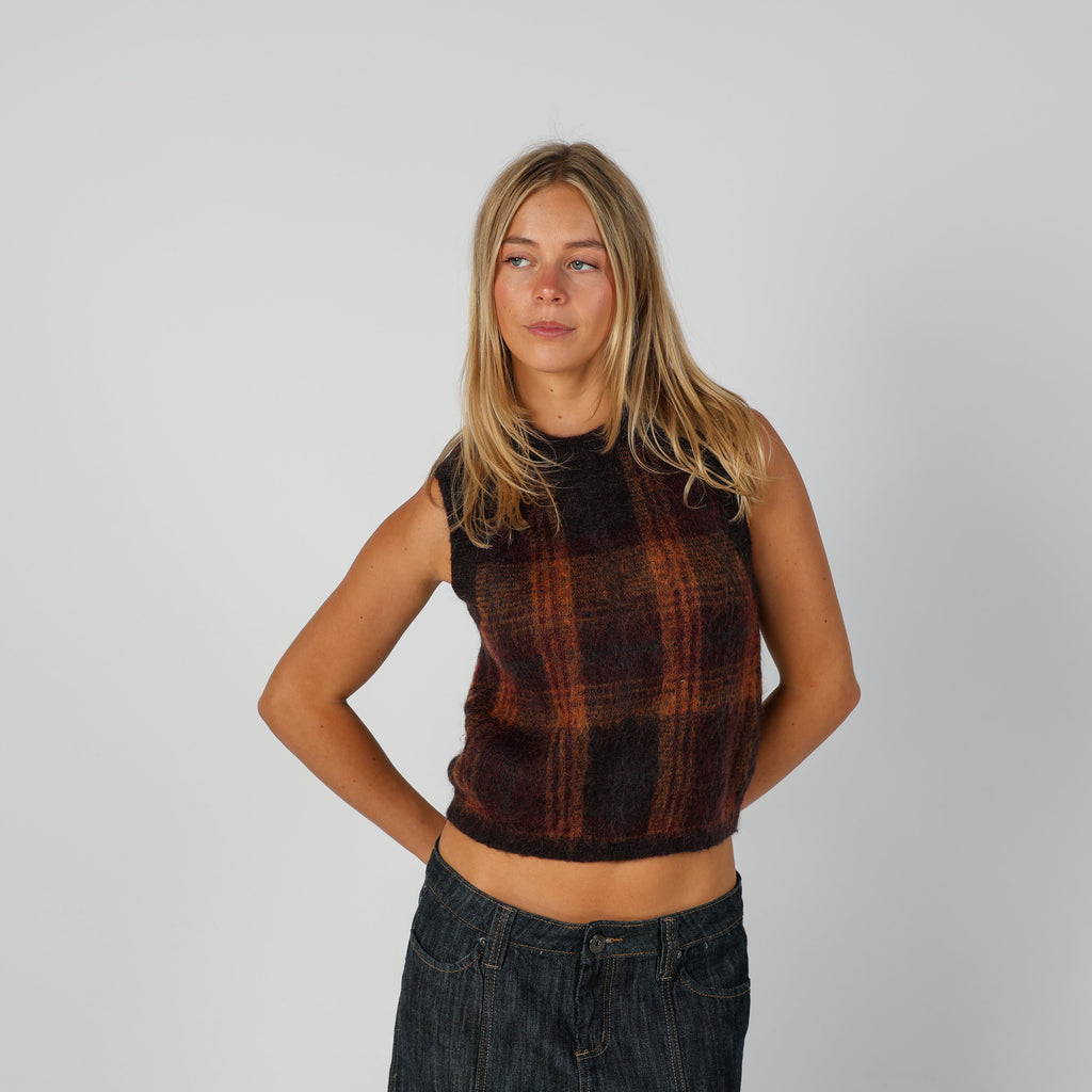 Brown Y2K Stefanel Woven Vest (S)