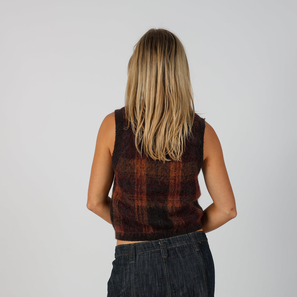 Brown Y2K Stefanel Woven Vest (S)