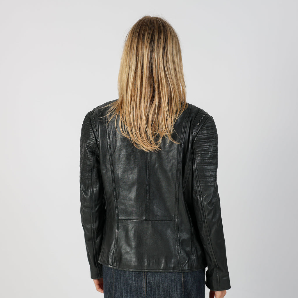 Black Y2K Conbipel Leather Jacket (L)