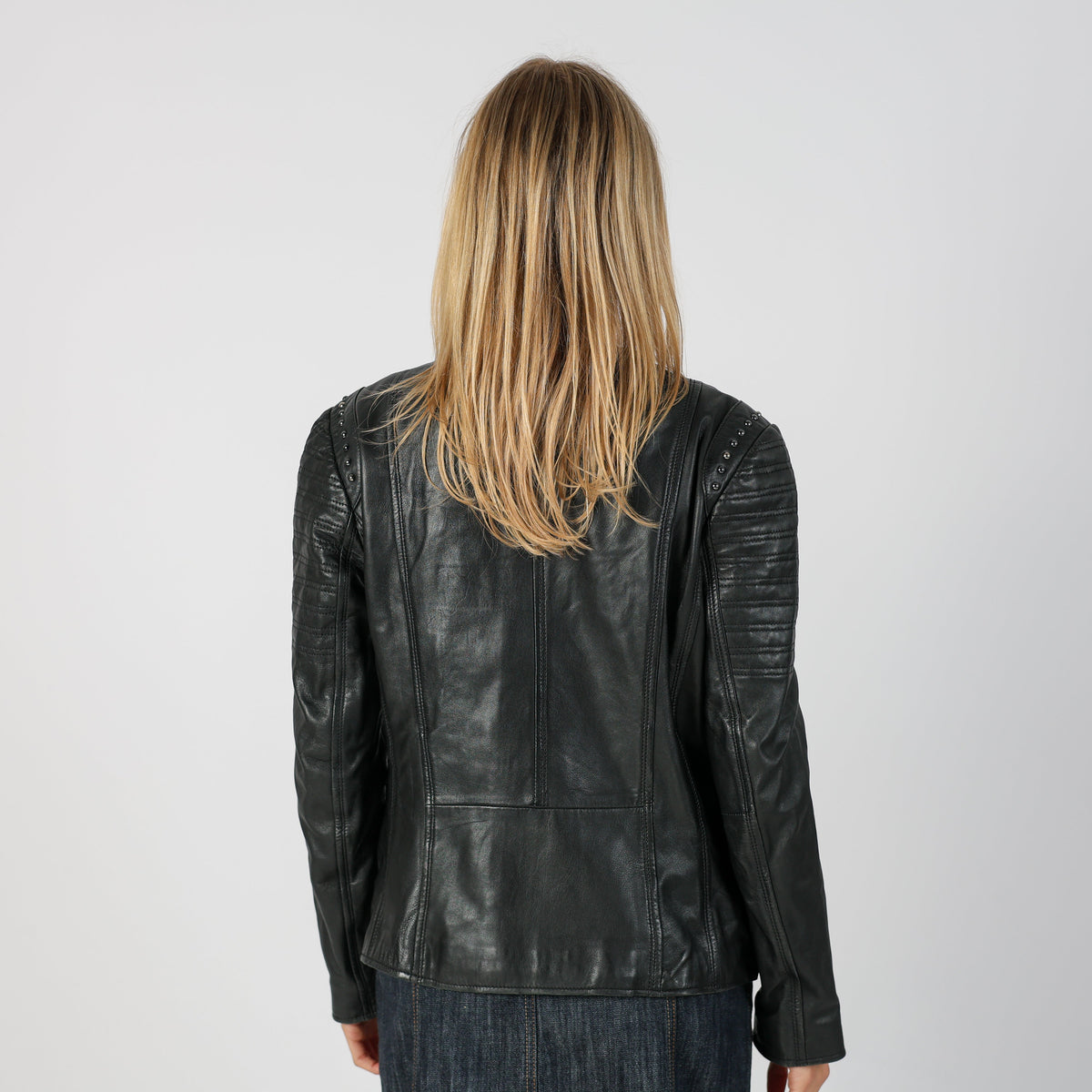 Black Y2K Conbipel Leather Jacket (L)