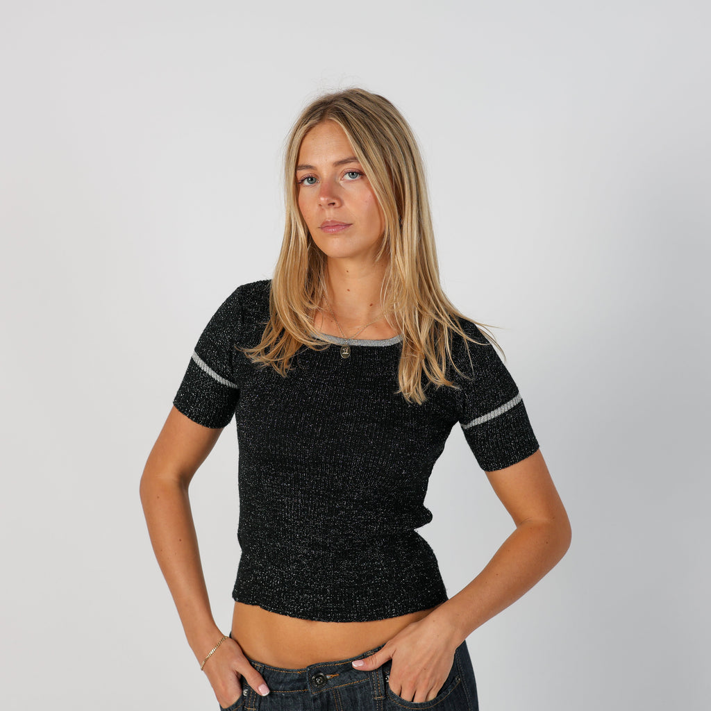 Black Y2K Woven Top (XS)