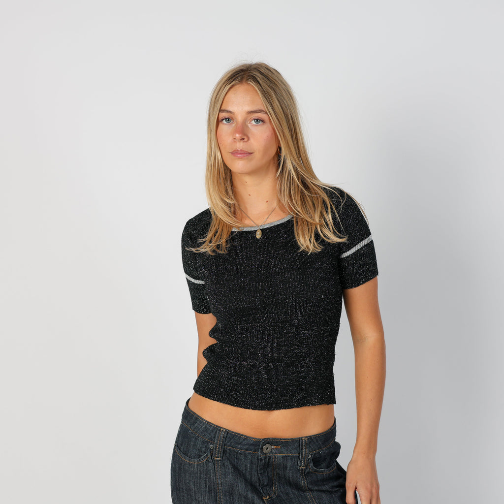 Black Y2K Woven Top (XS)