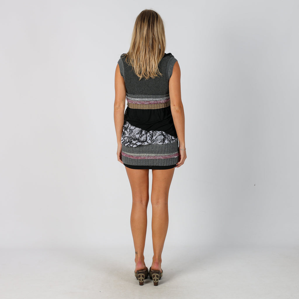 Black Y2K Knitted Mini Dress (S)