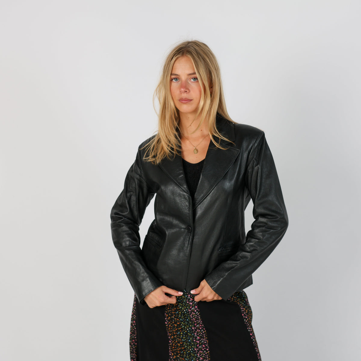 Black Y2K Leather Jacket (S)