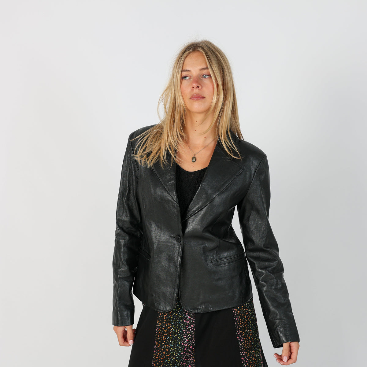 Black Y2K Leather Jacket (S)