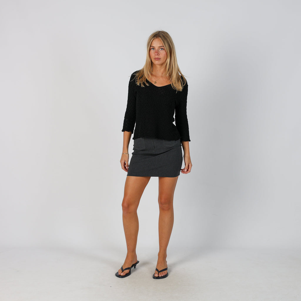 Grey Y2K Woven Mini Skirt (XXS)