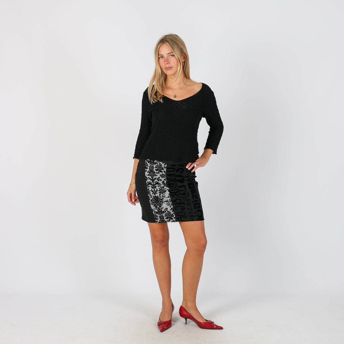 Black Y2K Desigual Woven Mini Skirt (S)